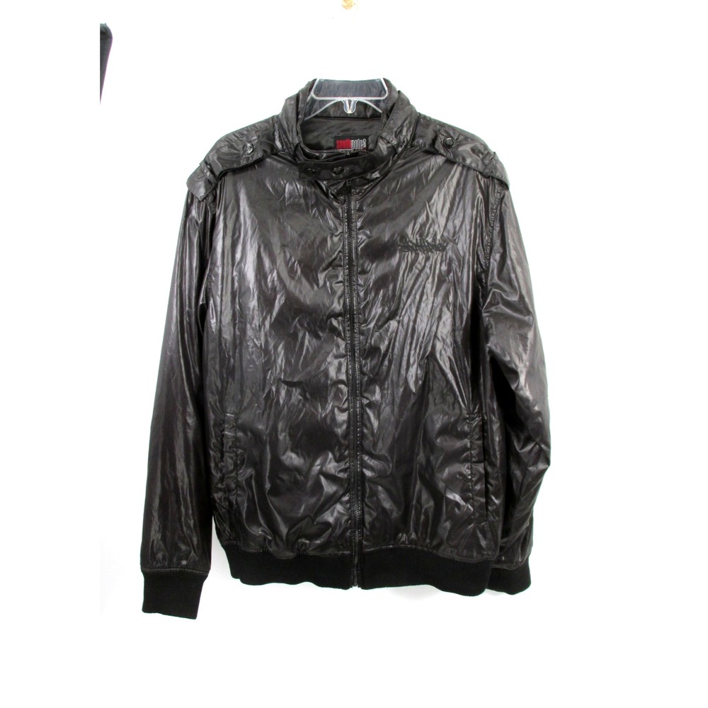 SOUTHPOLE Bomber Jacket Men XL Black Retro Y2K Pockets Embroidered Logo Vintage